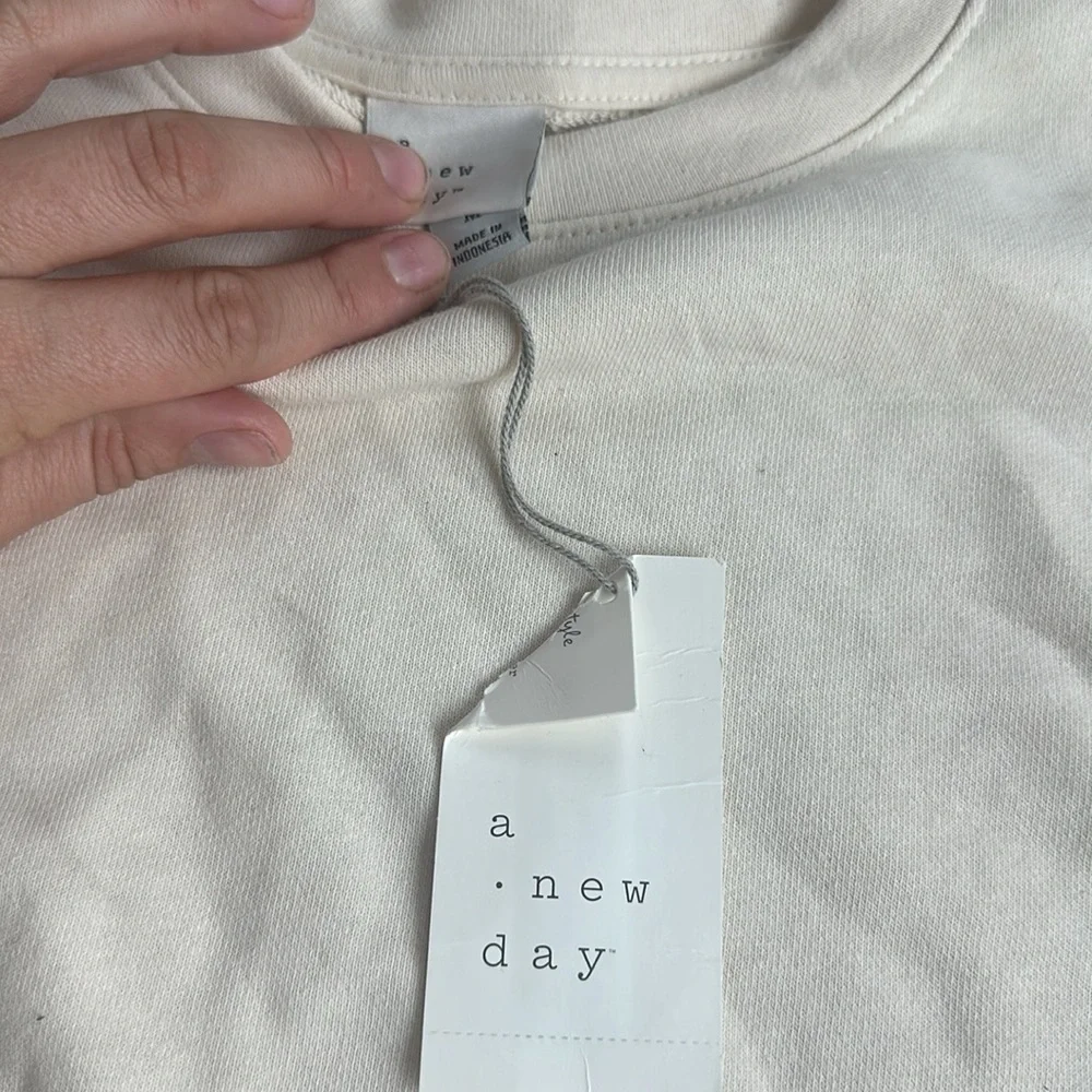 Women's Ruffle Sweatshirt - A New Day - Beige Size Medium NWT